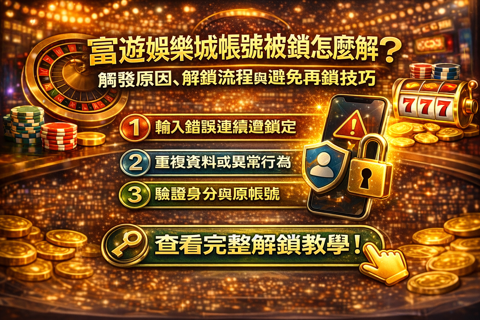 富遊娛樂城帳號被鎖怎麼解?觸發原因、解鎖流程與避免再鎖技巧
